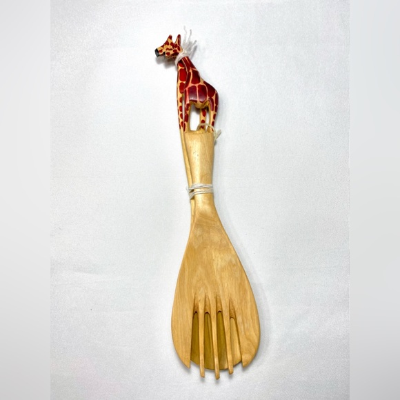 Giraffe Salad Serving Spoon / Fork 
Set  of 2 - Fair Trade from Kenya - Picture 2 of 8
